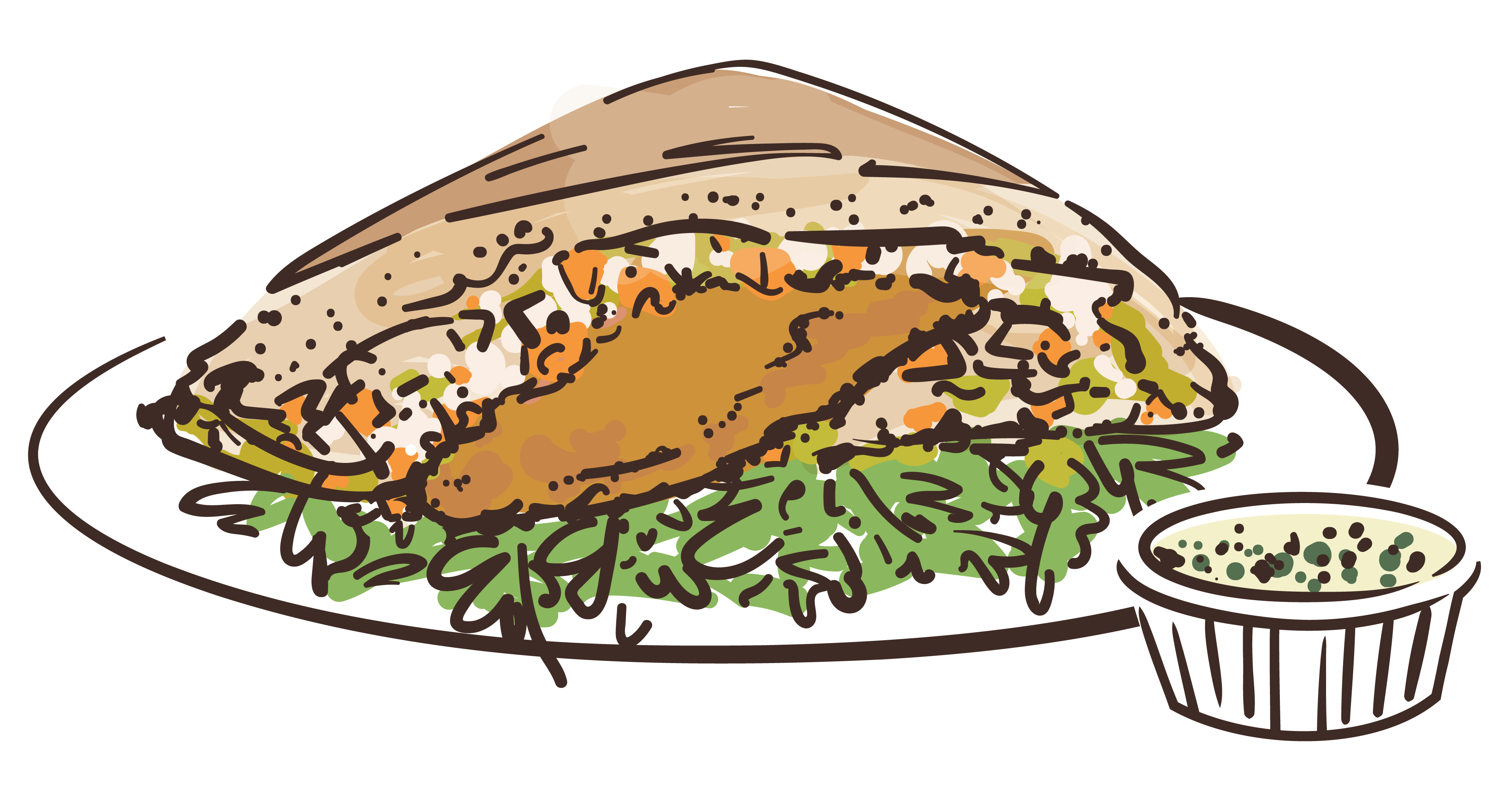 Hand-drawn fried cod sandwich illustration