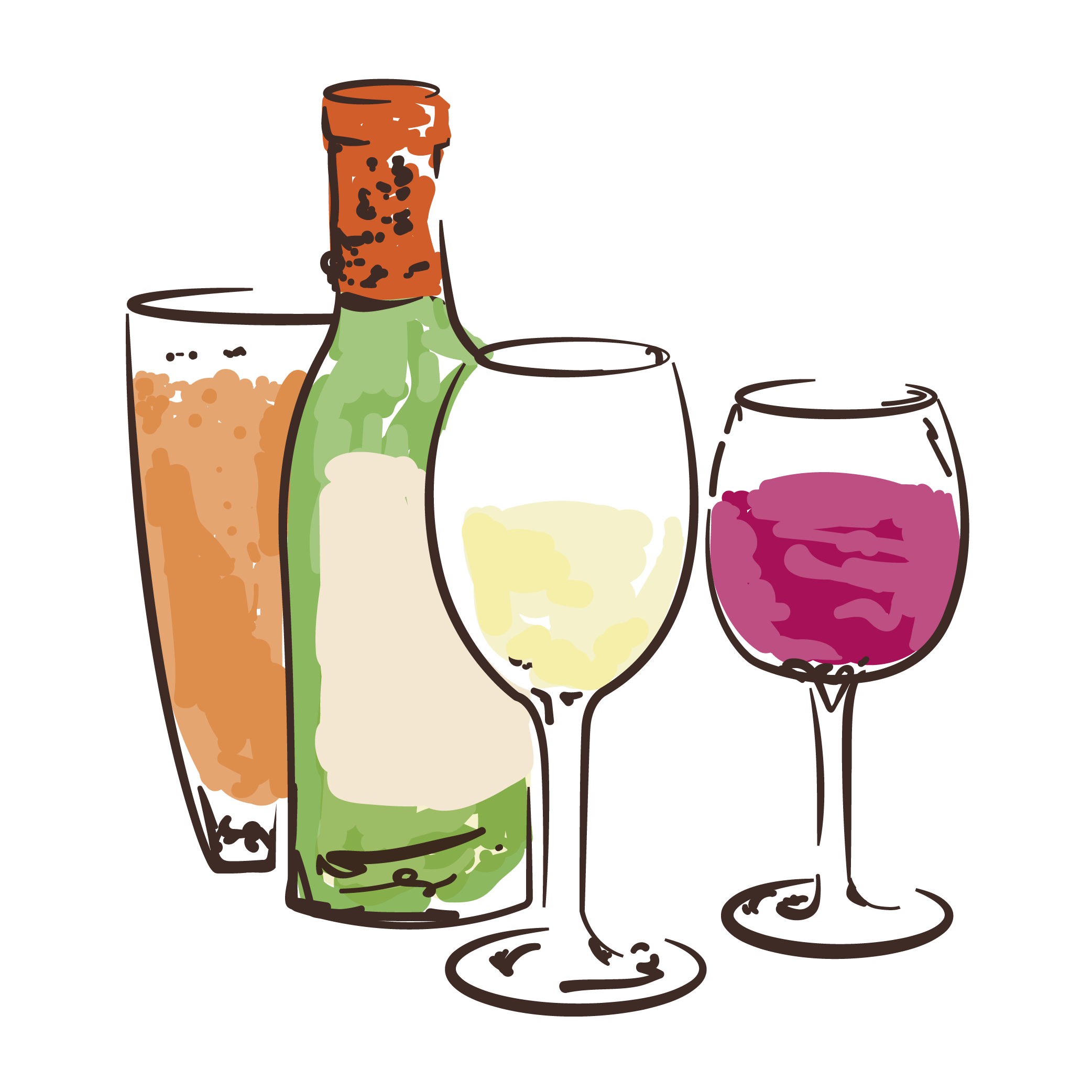Hand-drawn wine glass illustration
