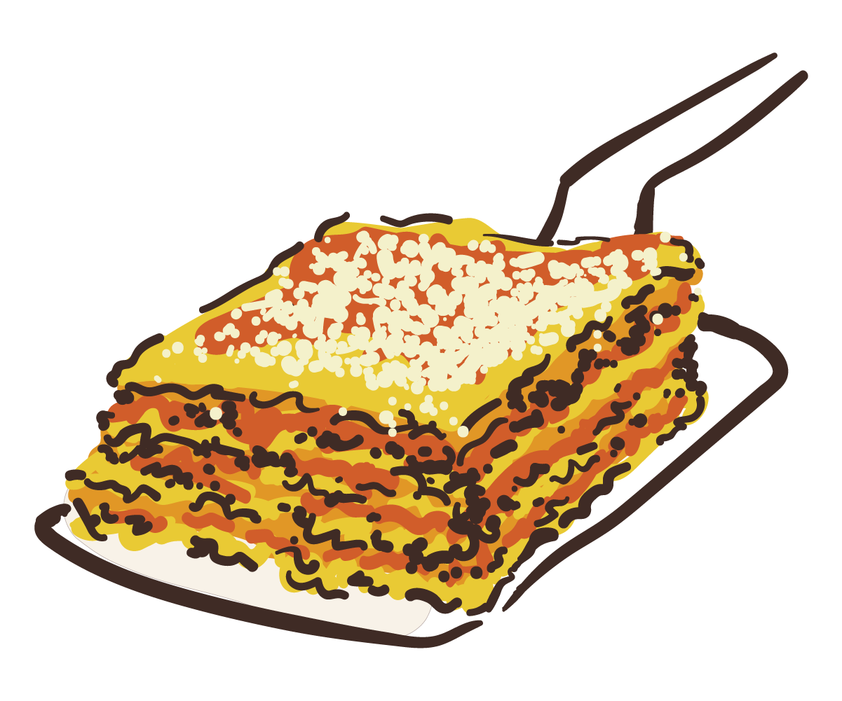 Hand-drawn lasagna illustration